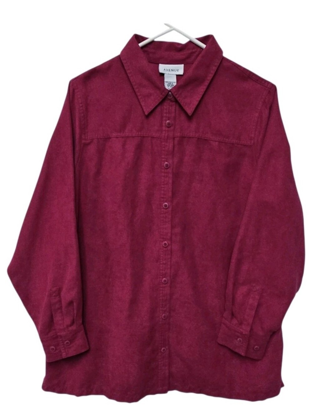 Avenue Faux Suede Shacket Womens 14 / 16 Magenta Pink Button Down Blouse Top